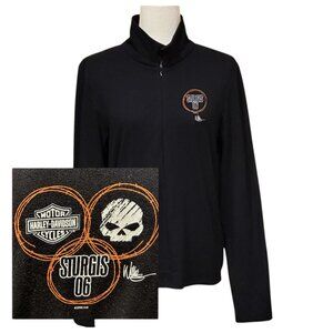 Harley-Davidson LS Concealed Zip Polo Top Willie G. Sturgis Bike Week Skull Logo